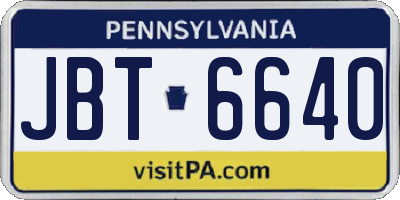 PA license plate JBT6640