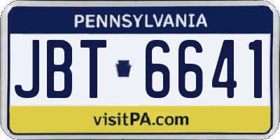 PA license plate JBT6641
