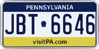 PA license plate JBT6646