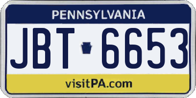 PA license plate JBT6653