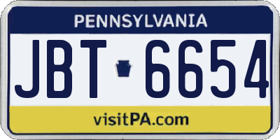 PA license plate JBT6654