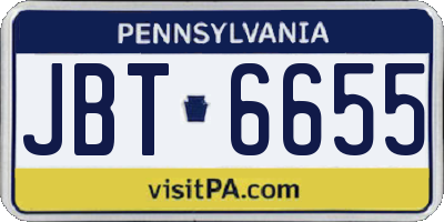 PA license plate JBT6655