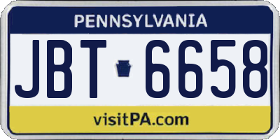 PA license plate JBT6658