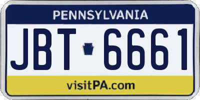 PA license plate JBT6661