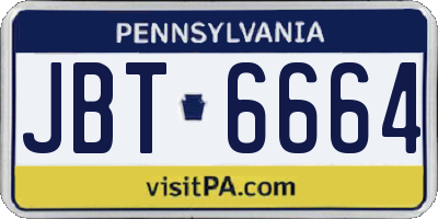 PA license plate JBT6664