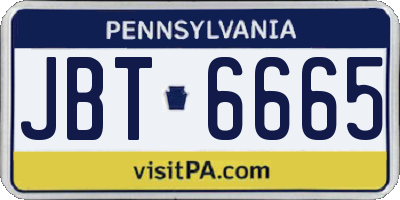 PA license plate JBT6665