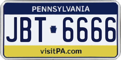 PA license plate JBT6666