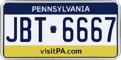 PA license plate JBT6667