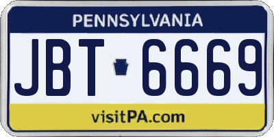 PA license plate JBT6669