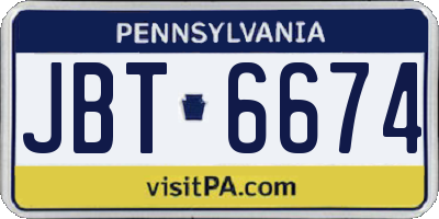 PA license plate JBT6674