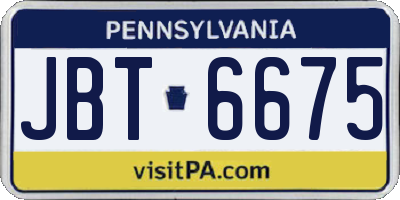 PA license plate JBT6675