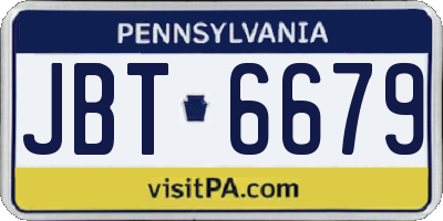PA license plate JBT6679