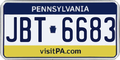 PA license plate JBT6683