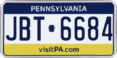 PA license plate JBT6684