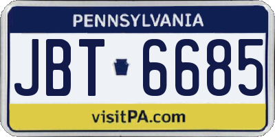 PA license plate JBT6685