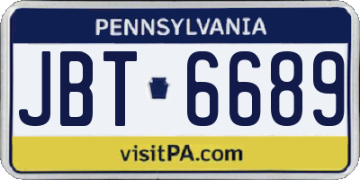 PA license plate JBT6689
