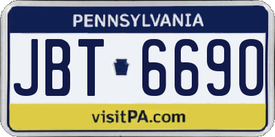 PA license plate JBT6690