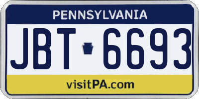 PA license plate JBT6693