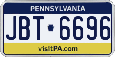 PA license plate JBT6696