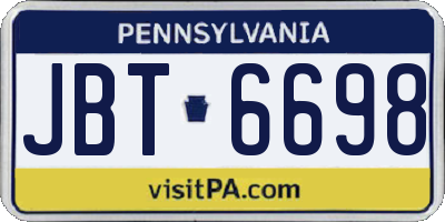 PA license plate JBT6698