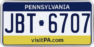PA license plate JBT6707