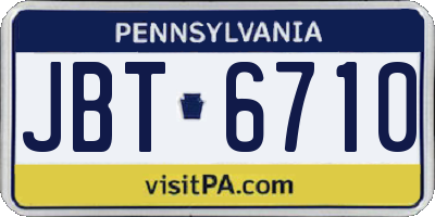 PA license plate JBT6710