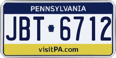 PA license plate JBT6712
