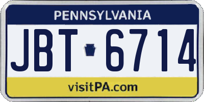PA license plate JBT6714