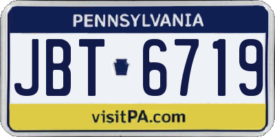 PA license plate JBT6719