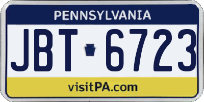 PA license plate JBT6723