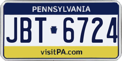 PA license plate JBT6724