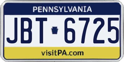 PA license plate JBT6725