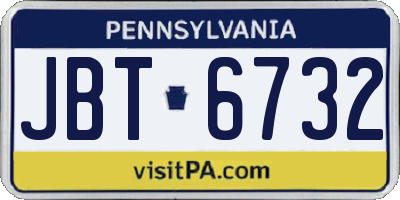PA license plate JBT6732