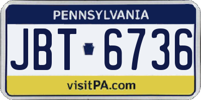PA license plate JBT6736