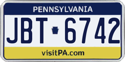PA license plate JBT6742