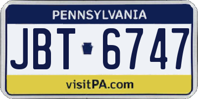 PA license plate JBT6747