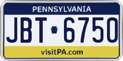 PA license plate JBT6750
