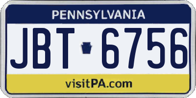 PA license plate JBT6756