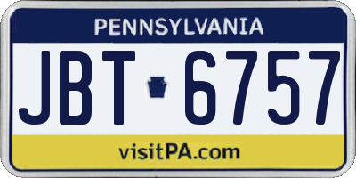 PA license plate JBT6757