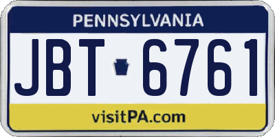 PA license plate JBT6761