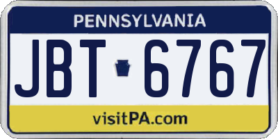 PA license plate JBT6767