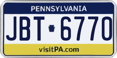 PA license plate JBT6770