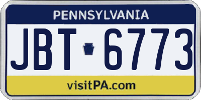 PA license plate JBT6773