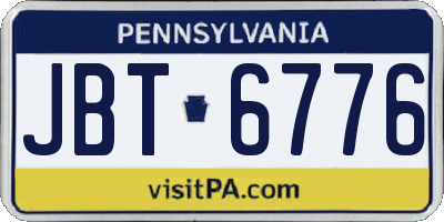 PA license plate JBT6776