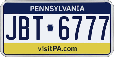 PA license plate JBT6777