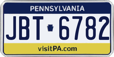 PA license plate JBT6782