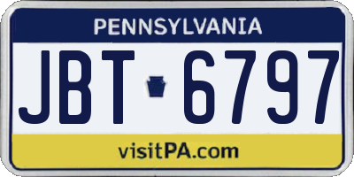 PA license plate JBT6797