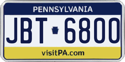PA license plate JBT6800