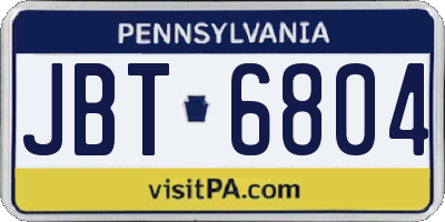 PA license plate JBT6804