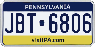PA license plate JBT6806